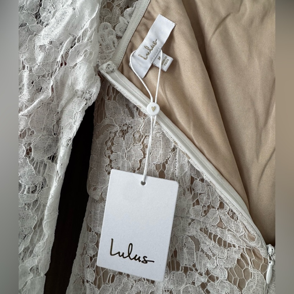 Lulu's White Lace Dress with Nude Lining - Picture 2 of 10